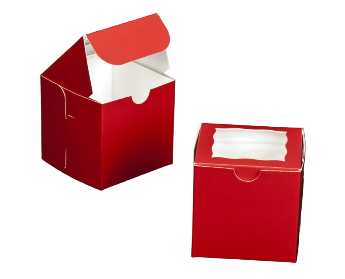 4" x 4" x 4" RED Window Box