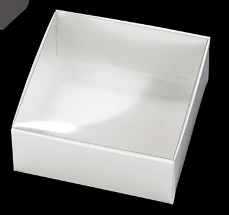 4” x 4” x 1 3/4” White Box With Clear Lid - Image 2