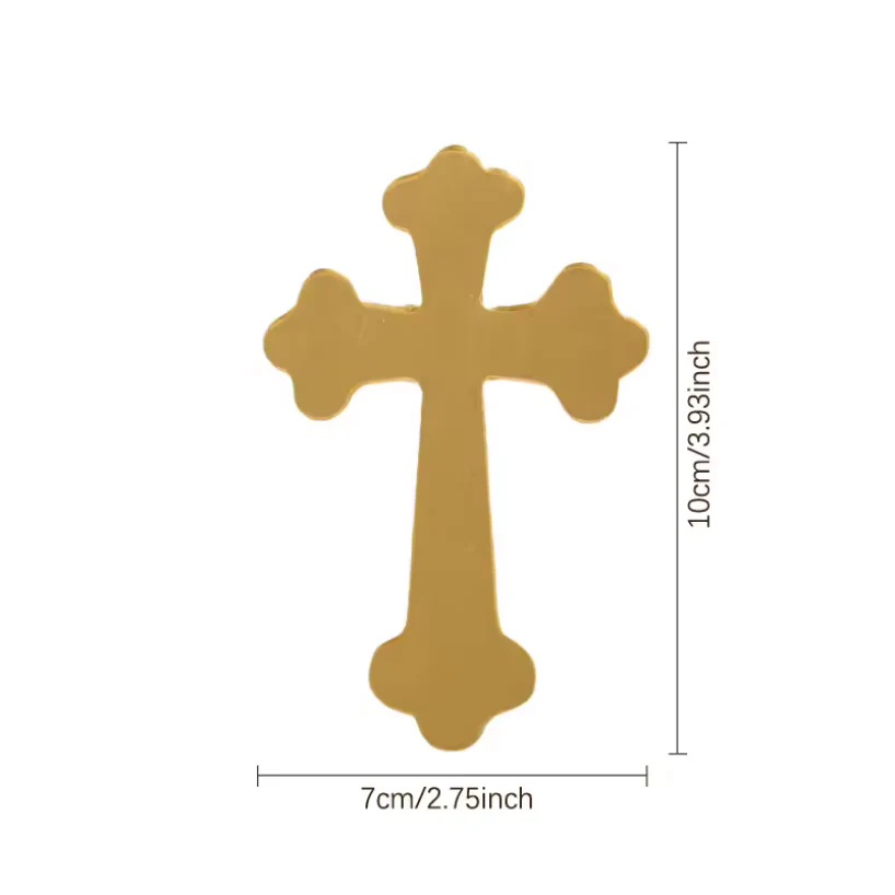 Acrylic Gold Fancy Cross Cake Topper Layon - Image 3
