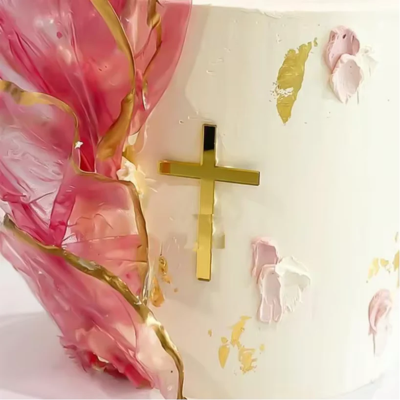 Acrylic Gold Small Plain Cross - Image 3