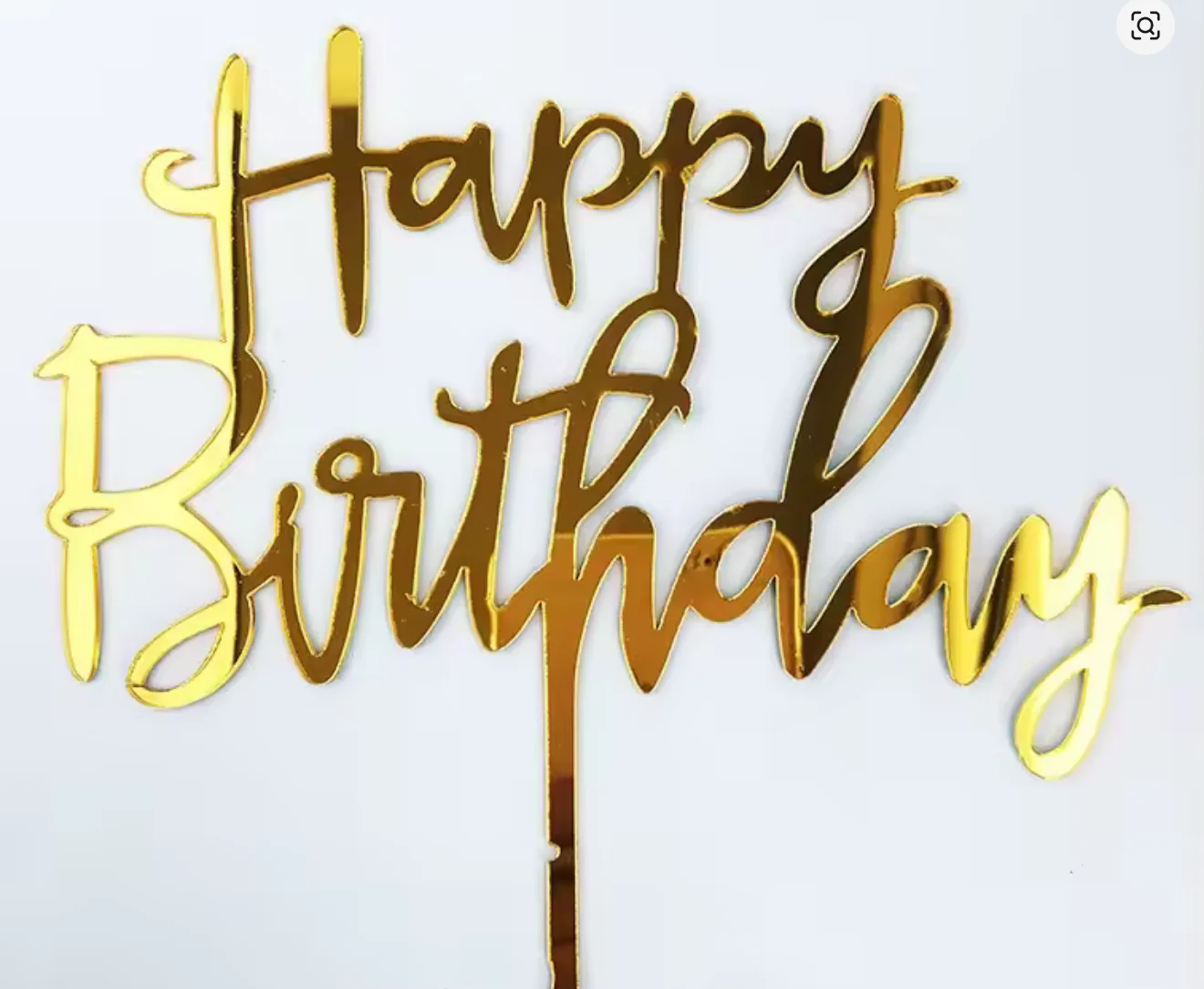 Acrylic Gold Happy Birthday Script Cake Topper