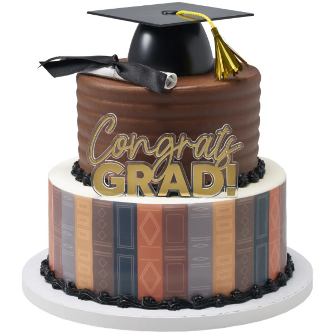 Large Plastic Black Grad Cap Cake Topper - Image 5