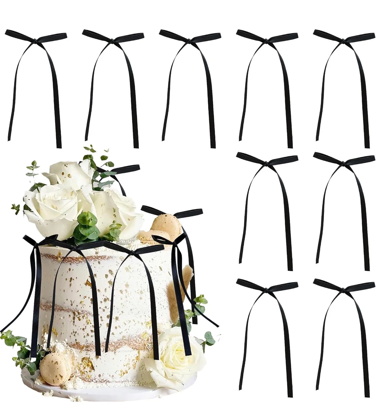 Cake Bows Black 6 Pieces - Image 2