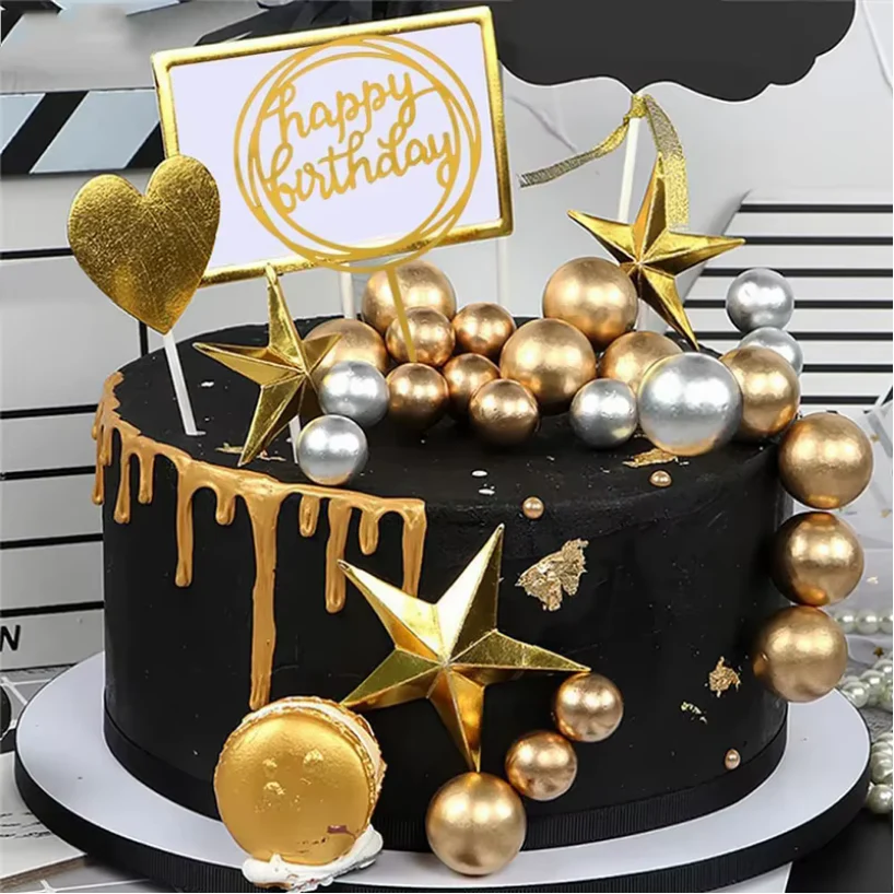 White Ball Cake Topper 5 Pcs - Image 3