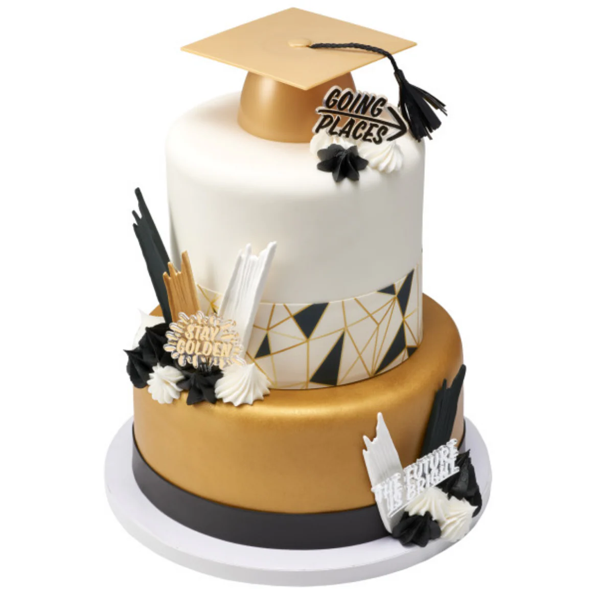 Plastic Gold Grad Cap Cake Topper - Image 2
