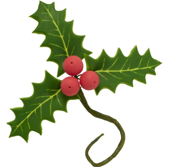 Gum Paste Flowers Holly and Berries 2.5"