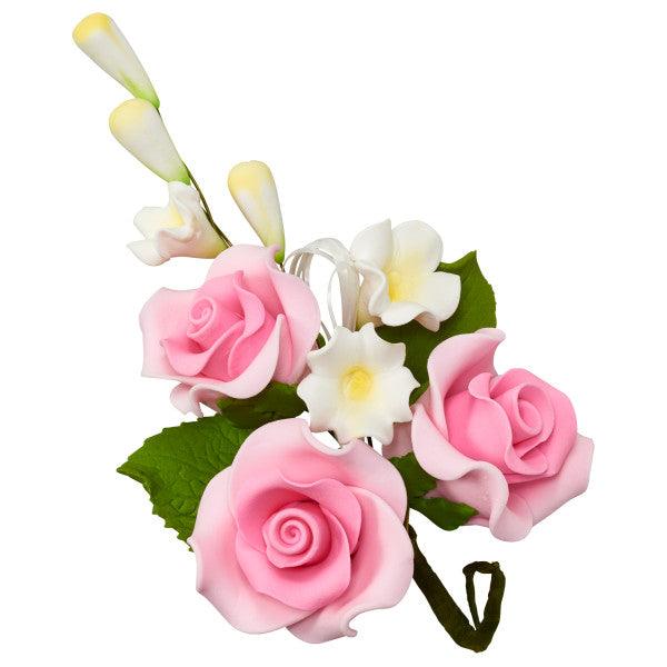 Gum Paste Flowers Pink Trio Rose Spray