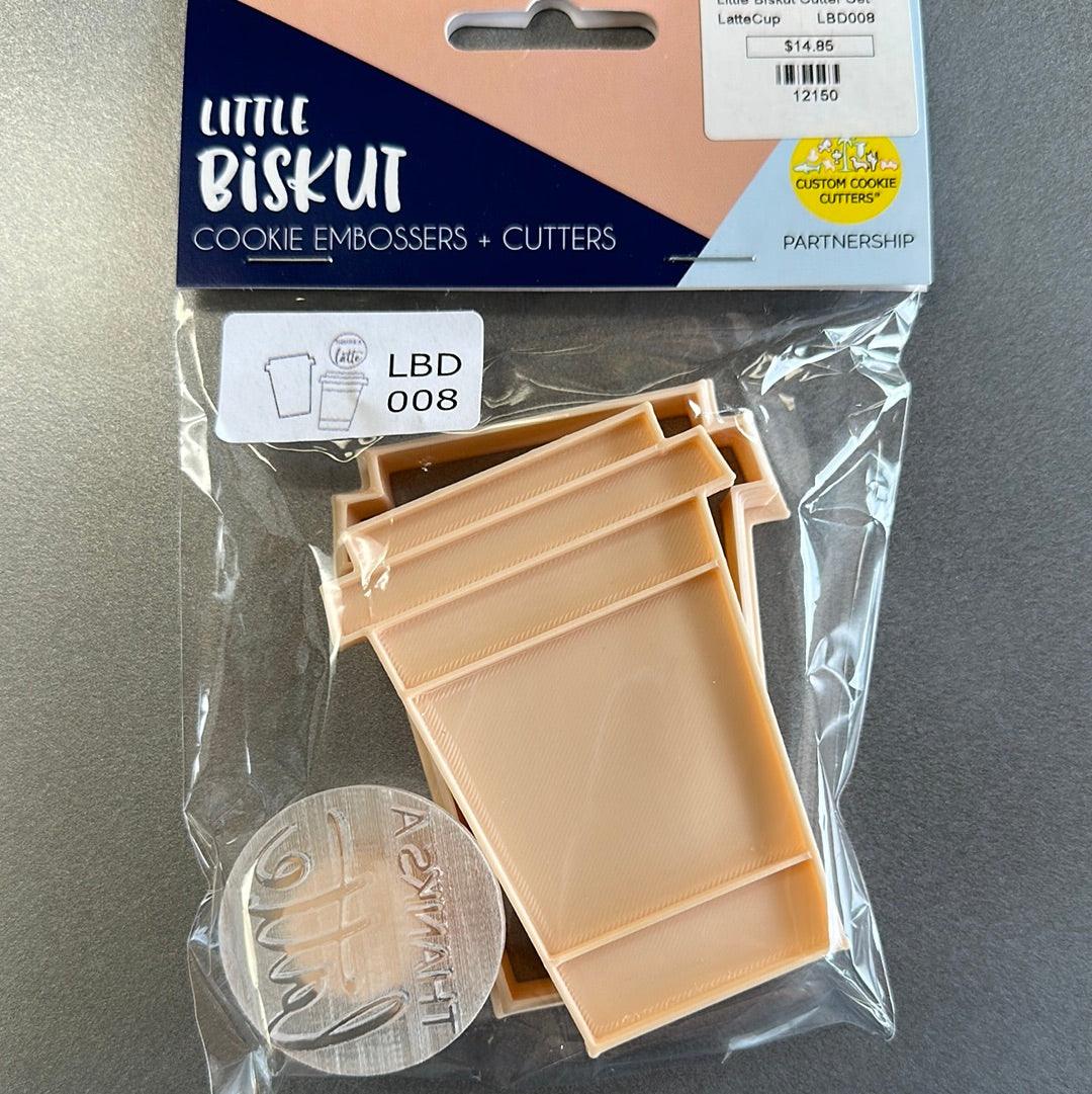 Little Biskut Cutter Set Thanks a Latte Cup Stamp & Cutter - Image 3