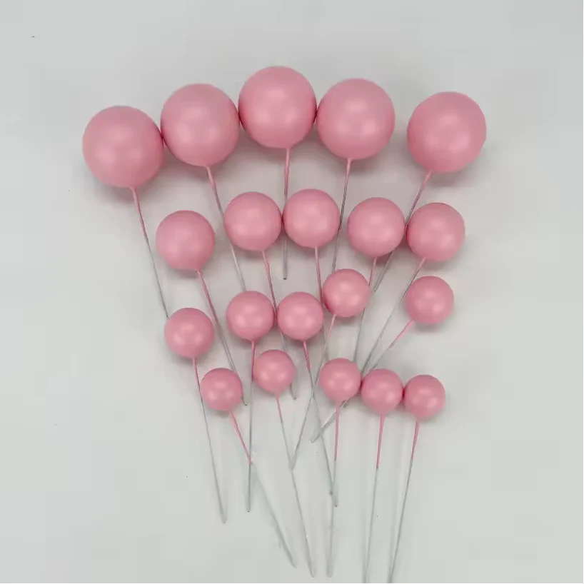 Pink Ball Cake Topper 5 Pcs - Image 3
