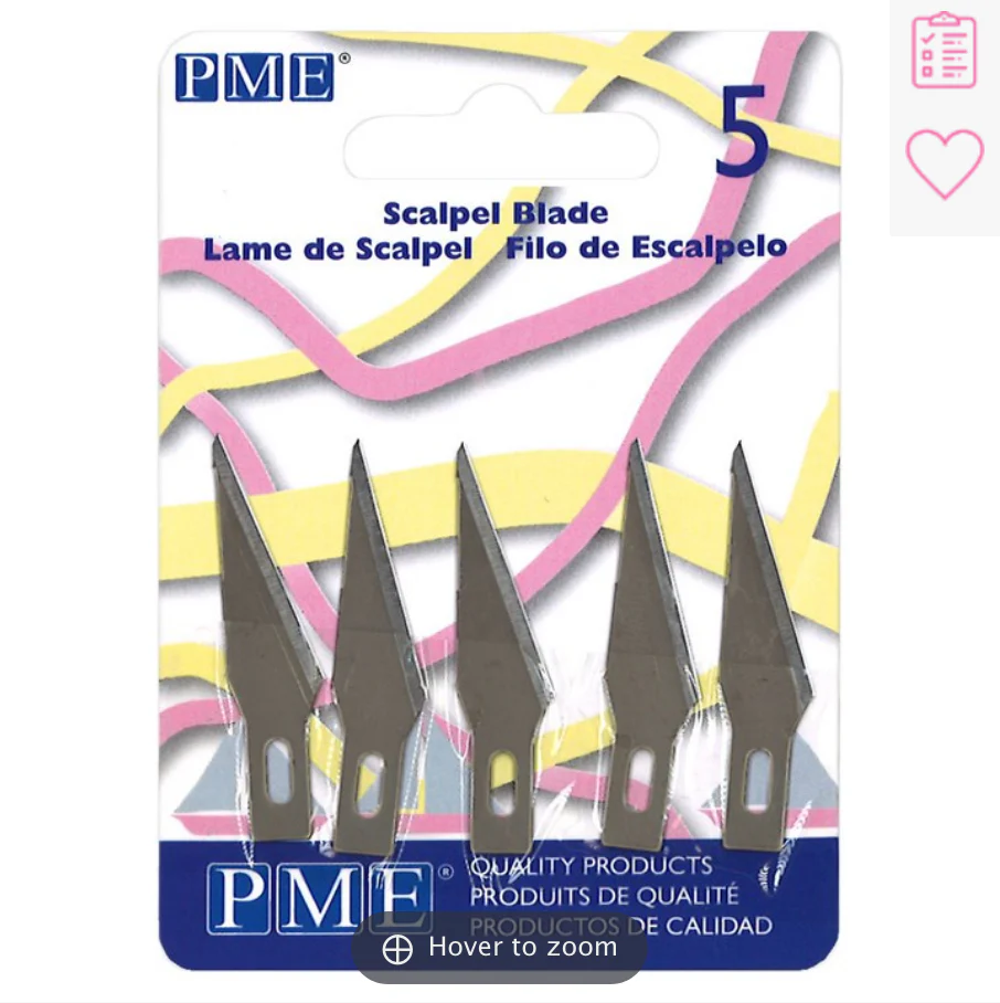 PME MODELLING TOOLS - SPARE SCALPEL BLADES FOR SUGARCRAFT KNIFE PK/5 (32MM */ 1.3”)
