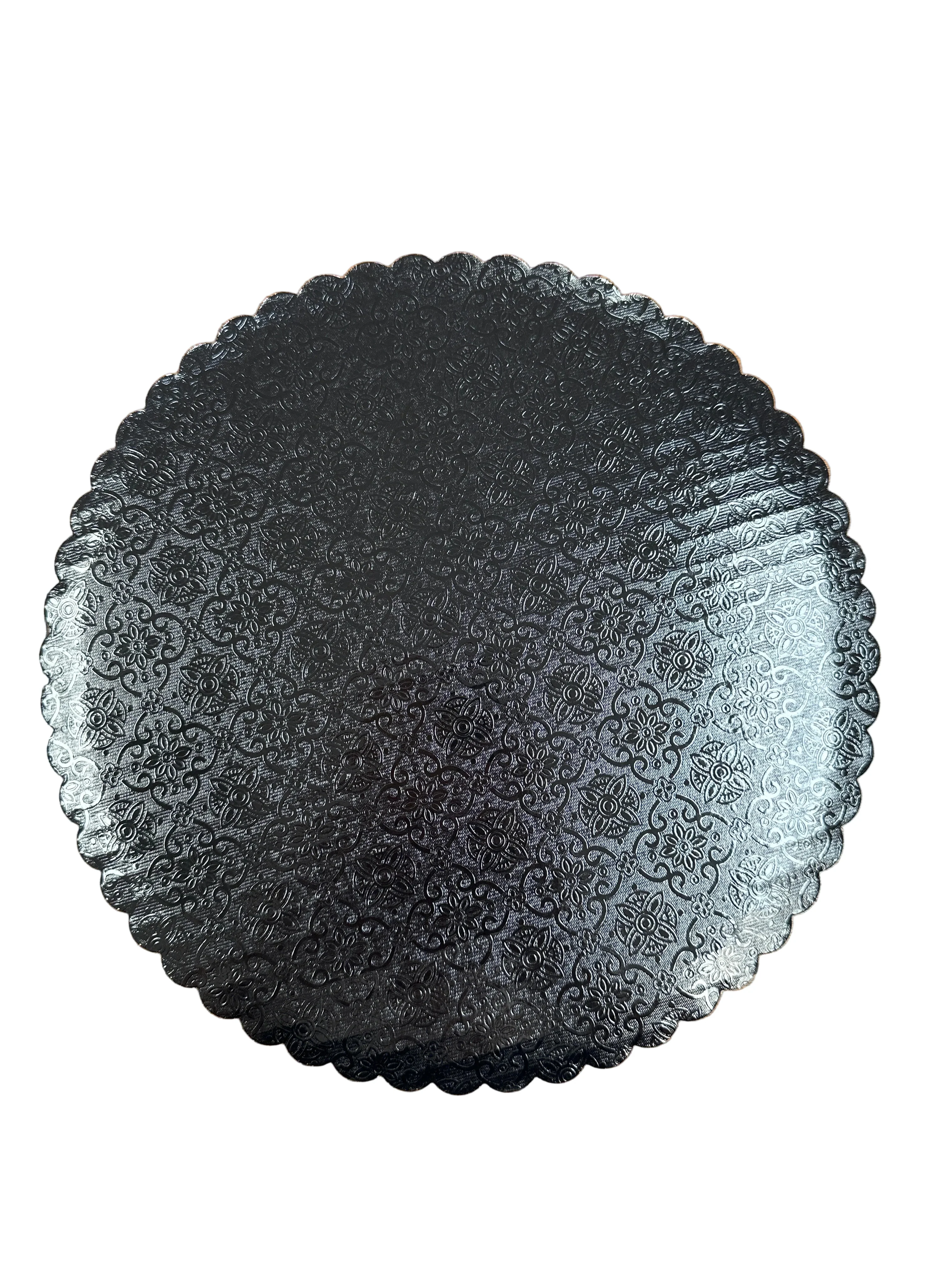 Round Black Scalloped Plate 10"