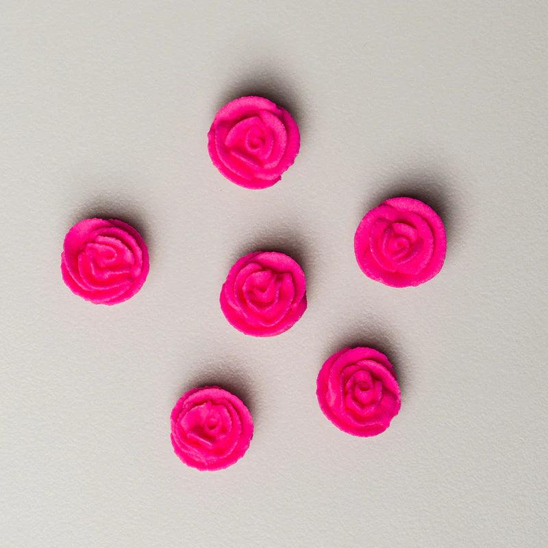 Royal Icing Mini Hot Pink Classic Roses 40pcs