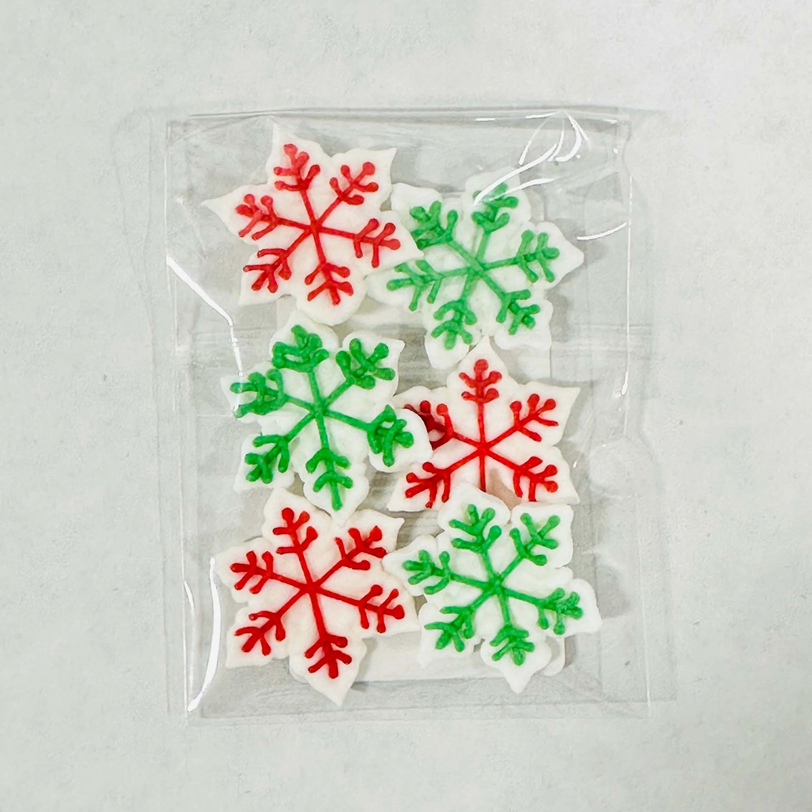 Royal Icing Snowflake Icing - Red & Green Asst. 6pcs - Image 2