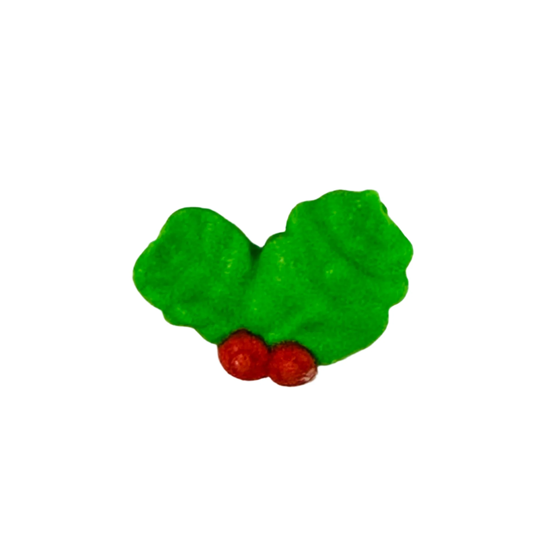 Royal Icing Tiny Double Holly Leaf W/ Berries 6pcs - Image 3