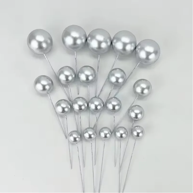 Silver Ball Cake Topper 5 Pcs - Image 3