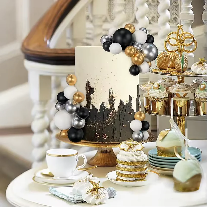 Silver Ball Cake Topper 5 Pcs - Image 4