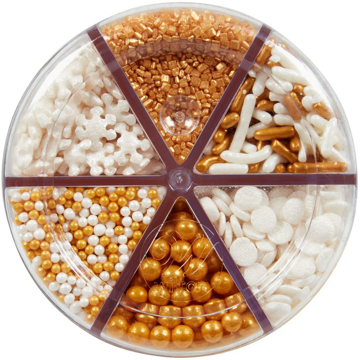 Wilton 6-Cell Gold and White Holiday Sprinkles, 6.98 oz. - Image 3